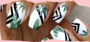 Green & White Nail Art