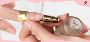 Gold Paper French Tip Acrylic Nails