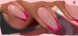 Red Glamour French Tip Acrylic Nails