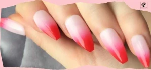 Red and White Ombre Nails