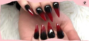 Red and Black Ombre Nails