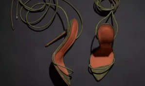 Denim Lace up High Heel Sandal