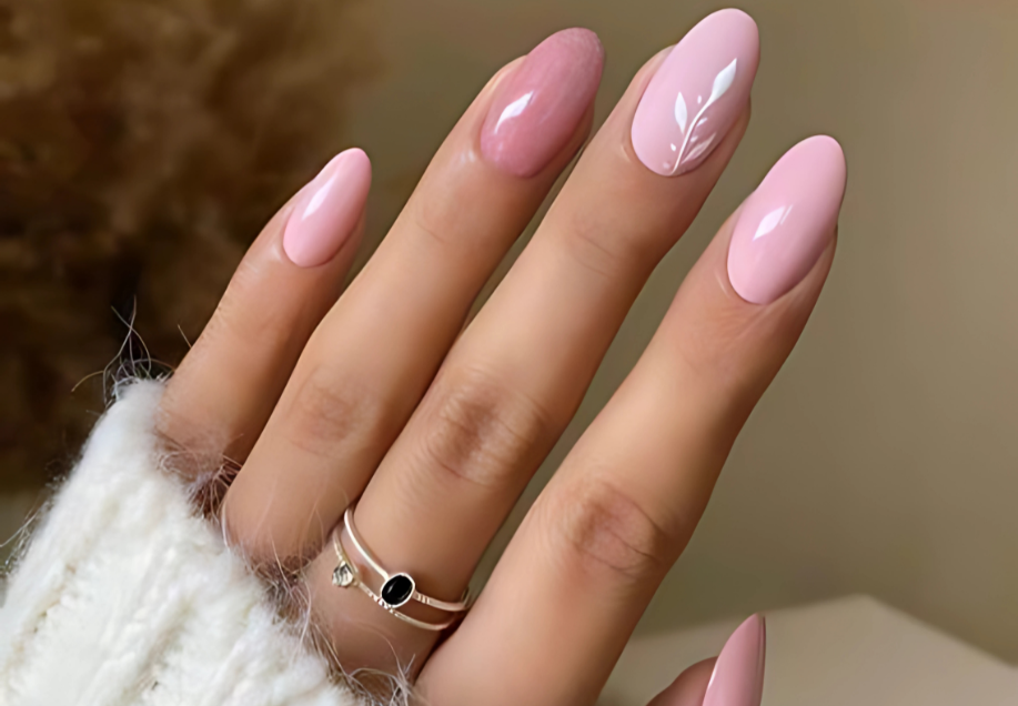 Calm Pink Nail Stone Art
