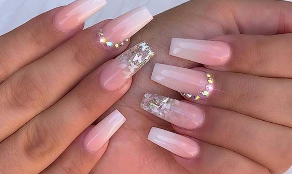 Ombre Nails with Diamonds