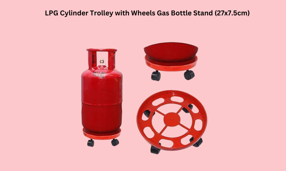 LPG Cylinder Trolley with Wheels Gas Bottle Stand (27x7.5cm)
