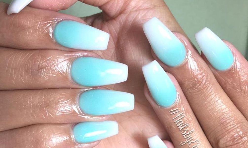 Teal Ombre Nails