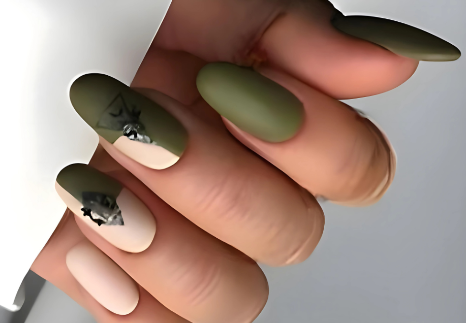 Olive Pyramid Nail Art