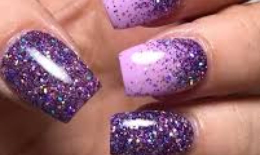 Glitter Purple Ombre Nails