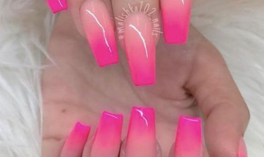 Hot Pink Ombre Nails