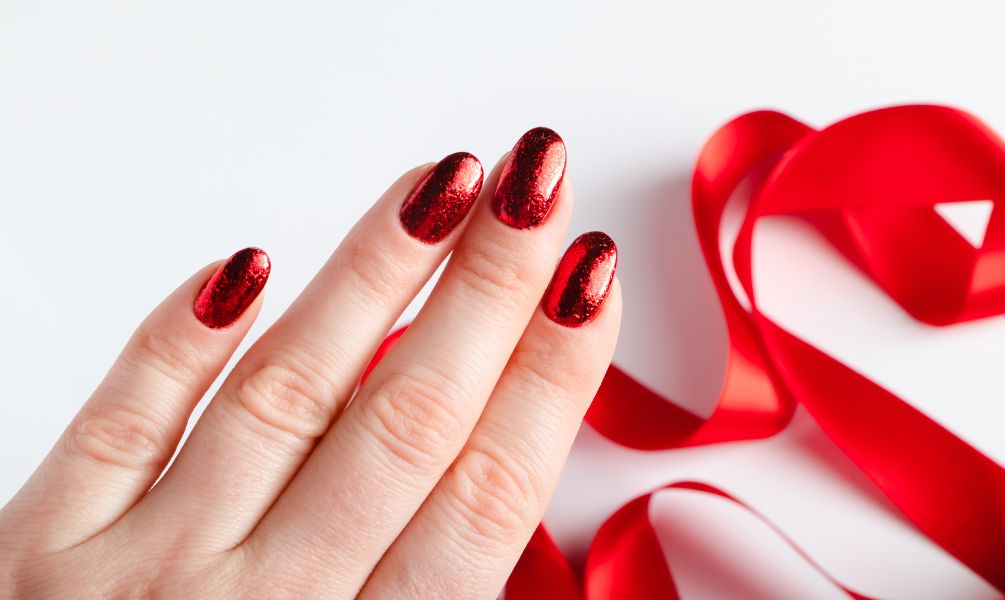 Deep Red Ombre Nails